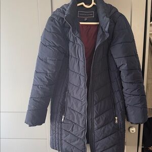 Tommy Hilfiger Navy Quilted Long Puffer Jacket